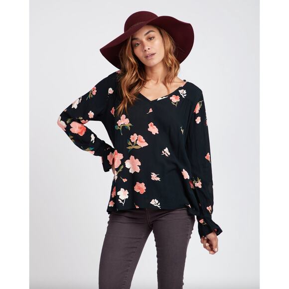 Billabong Distant Highway Blouse Top Size Small Lightweight Floral Print - Picture 1 of 11